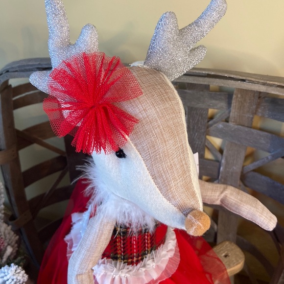 🆕 Vintage Inspired Shabby Chic Christmas Ballerina Reindeer Rag Doll Sitter - Picture 9 of 14